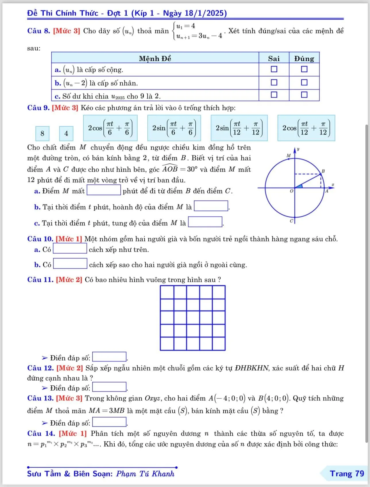 ĐỀ đánh giá tư duy TSA đợt 1 phần toán học ngày 18 - 2