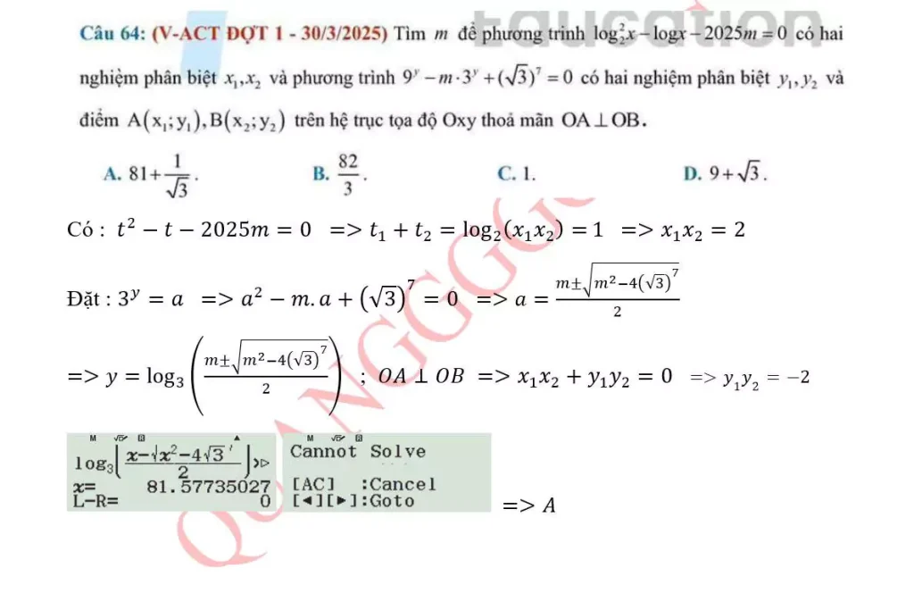 Giải đề ĐGNL HCM 2025 với Casio LNQ số 4