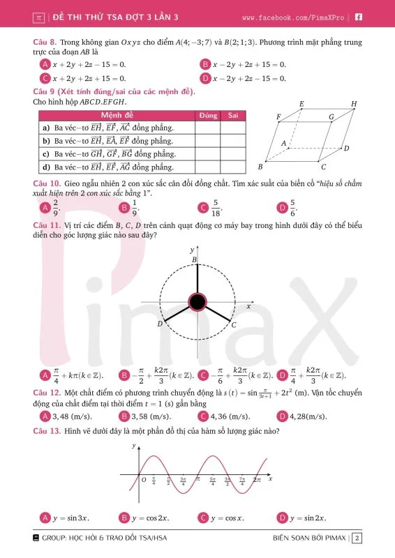 Đề minh họa đánh giá tư duy TSA 2025 Toán học số 33 trang 2