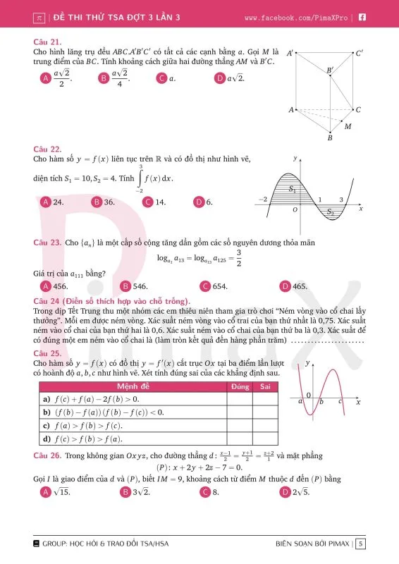Đề minh họa đánh giá tư duy TSA 2025 Toán học số 33 trang 5