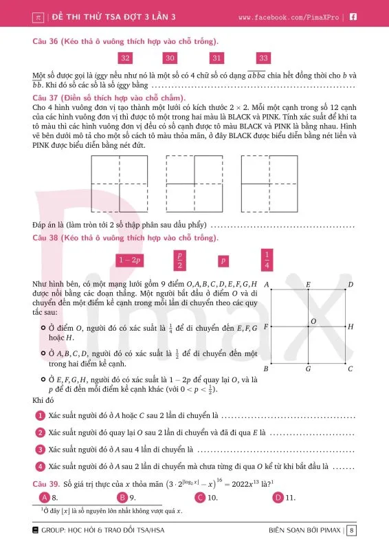 Đề minh họa đánh giá tư duy TSA 2025 Toán học số 33 trang 8