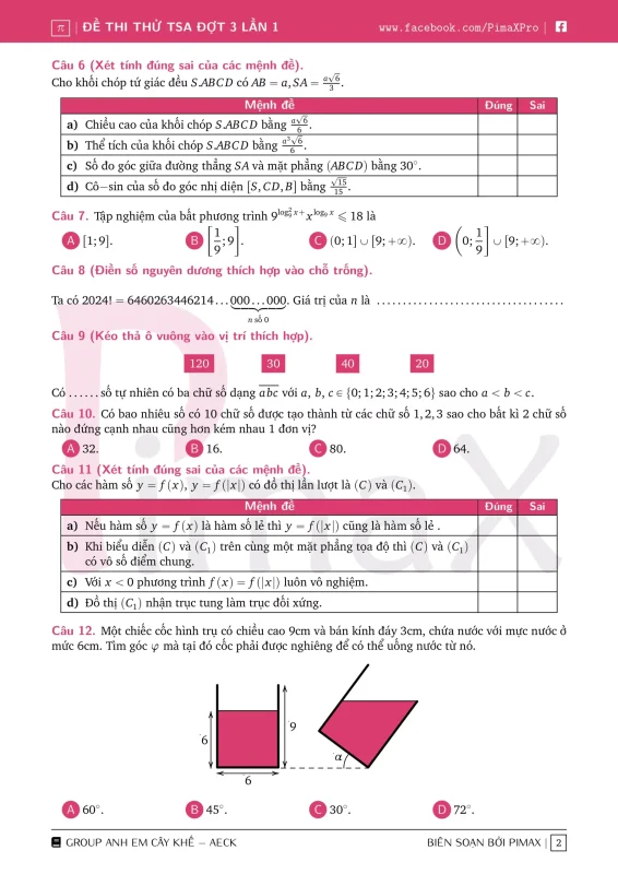 Đề minh họa đánh giá tư duy TSA 2025 Toán học số 32 - Pimax trang 2
