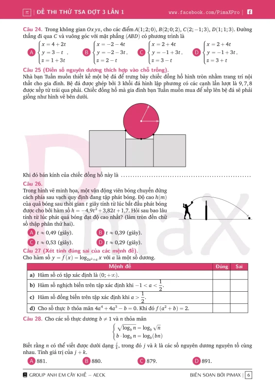 Đề minh họa đánh giá tư duy TSA 2025 Toán học số 32 - Pimax trang 6