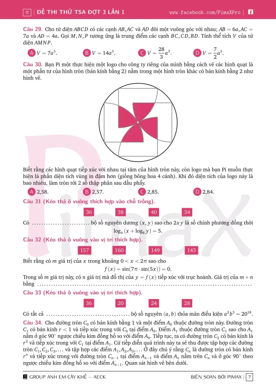 Đề minh họa đánh giá tư duy TSA 2025 Toán học số 32 - Pimax trang 7