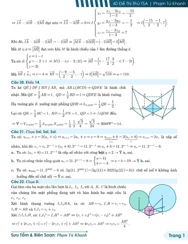 Đề minh họa đánh giá tư duy TSA 2025 Toán học số 30 - Tú Khanh trang 11