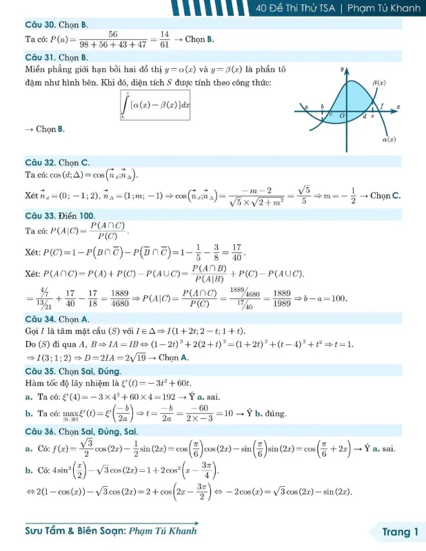 Đề minh họa đánh giá tư duy TSA 2025 Toán học số 30 - Tú Khanh trang 13