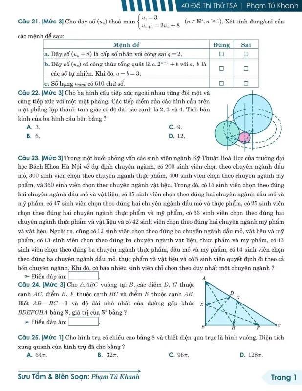 Đề minh họa đánh giá tư duy TSA 2025 Toán học số 30 - Tú Khanh trang 5