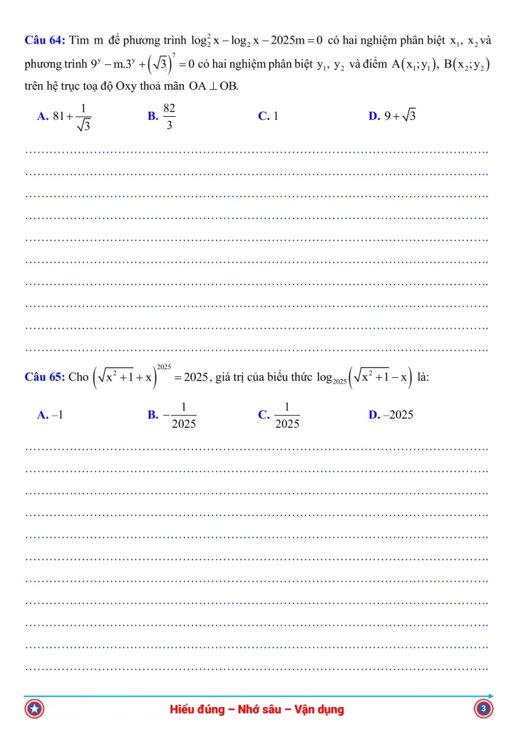 Đề Thi ĐGNL TP HCM 2025 Đợt 1 - phần toán số 3