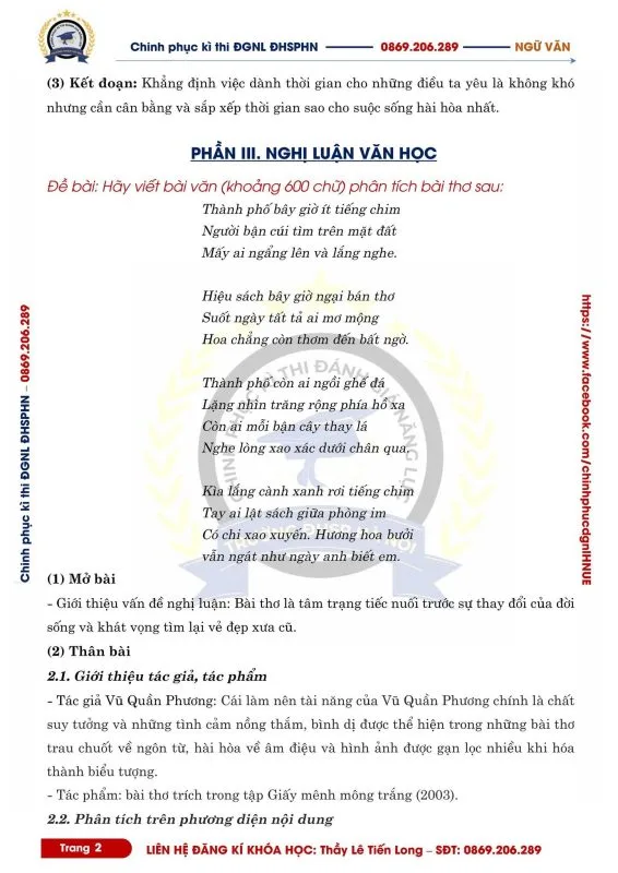 đề thi đánh giá năng lực sư phạm Hà Nội SPT 2025 môn văn 2