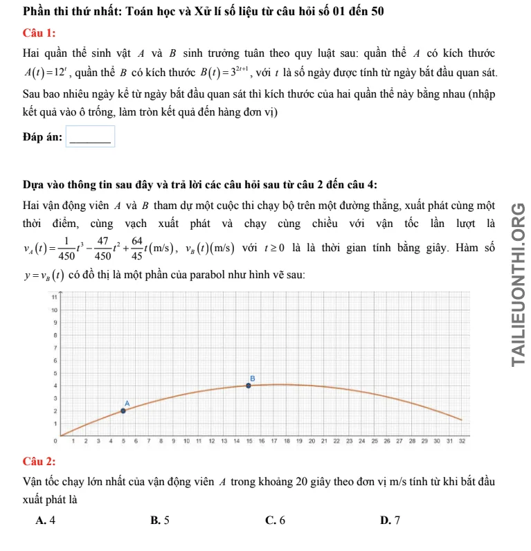đề thi thử đánh giá năng lực HSA Toán học số 41