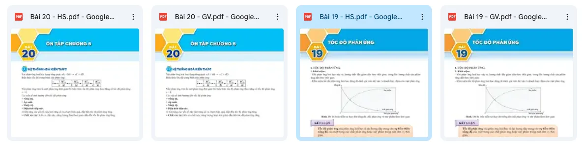 Hóa học 10 - Chương 6 Tốc độ phản ứng