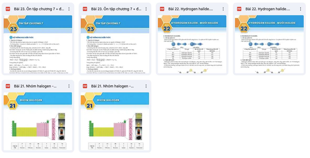 Tài liệu Hóa học 10 - Chương 7 Nguyên tố nhóm halogen