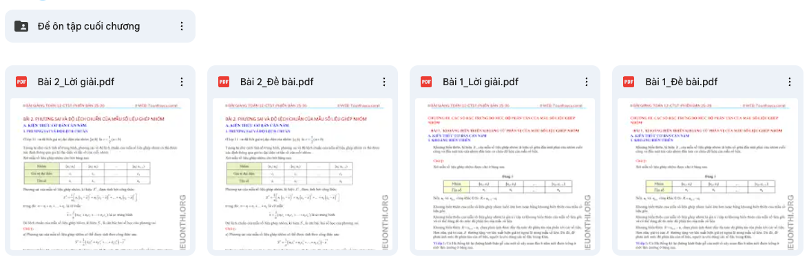 Các số đặc trưng đo mức độ phân tán cho mẫu số ghép nhóm