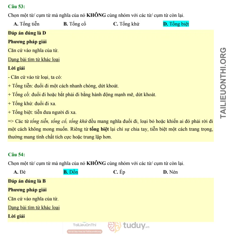 Tải đề thi thử HSA phần Ngôn ngữ & văn học số 31