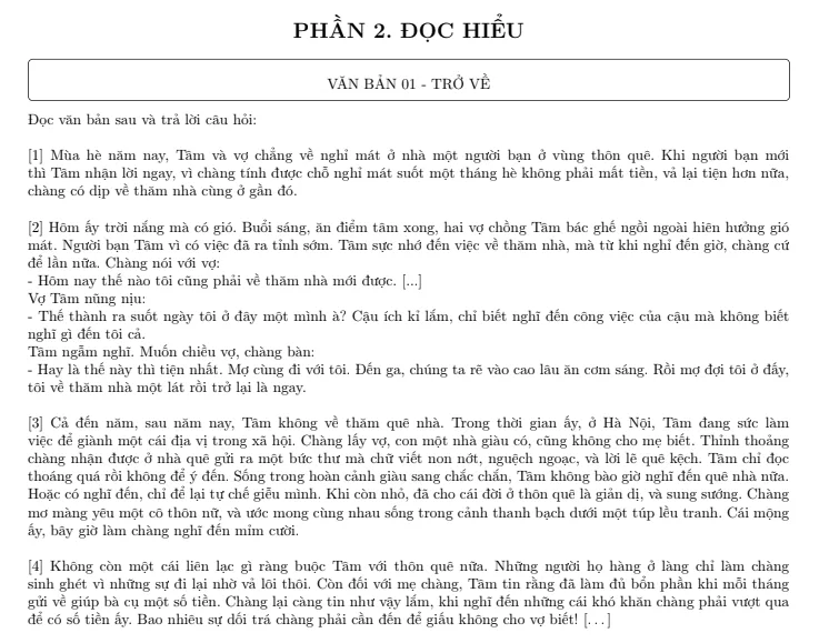 Đề minh họa đánh giá tư duy TSA 2025 chính thức 02 - phần đọc hiểu
