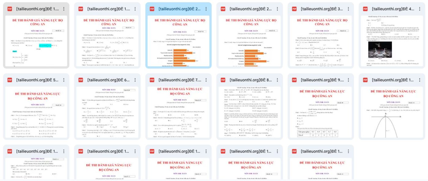 Bộ đề đánh giá năng lực Bộ Công An môn Toán (BCA)