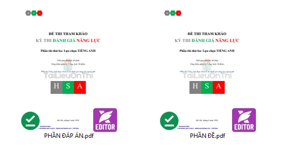 Đề thi thử đánh giá năng lực HSA phần Tiếng Anh số 11