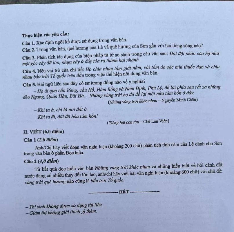 Đề thi tốt nghiệp THPT 2025 môn Ngữ Văn số 1 - phần 2