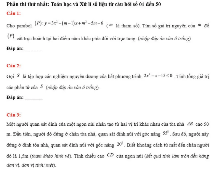 đề thi thử đánh giá năng lực HSA Toán học số 32