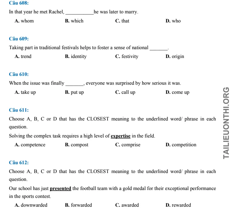 Tải đề thi thử đánh giá năng lực HSA Tiếng anh số 28
