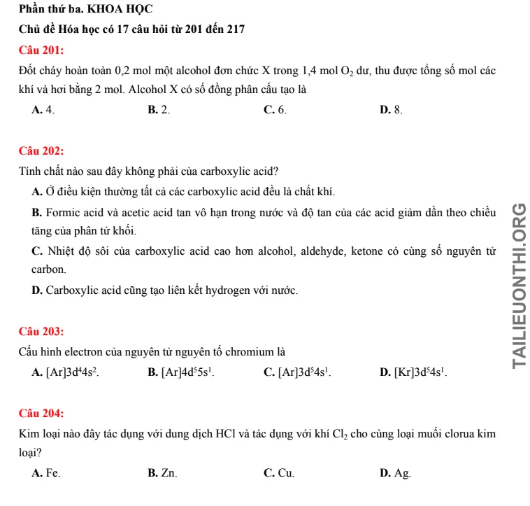 Tải đề thi thử đánh giá năng lực HSA phần Khoa học số 27