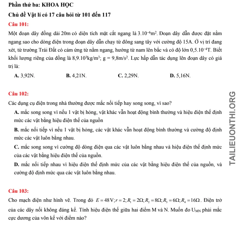 Tải đề thi thử đánh giá năng lực HSA phần Khoa học số 31