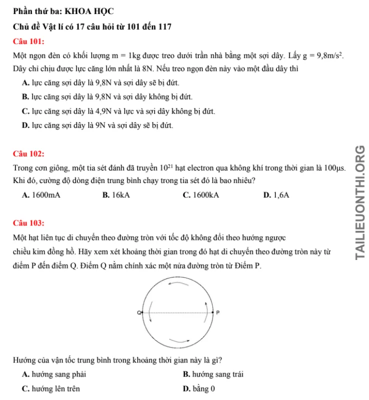 Tải đề thi thử đánh giá năng lực HSA phần Khoa học số 33