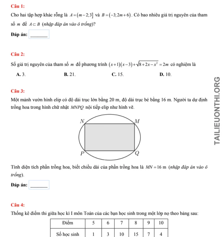 đề thi thử đánh giá năng lực HSA Toán học số 35