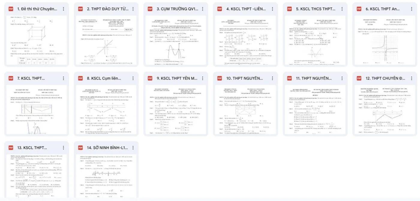 Bộ đề ôn thi Tốt nghiệp THPT 2026 môn Toán các trường sở toàn quốc