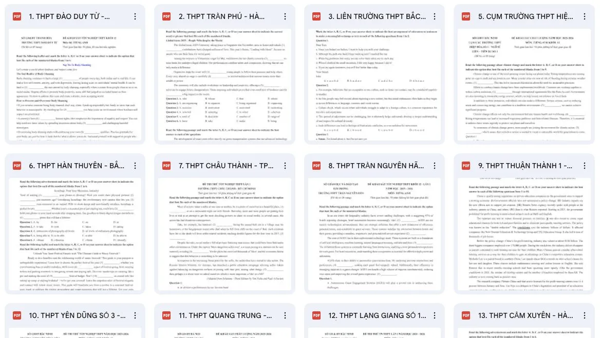 Nội dung bộ đề ôn thi TN THPT Tiếng anh 2026