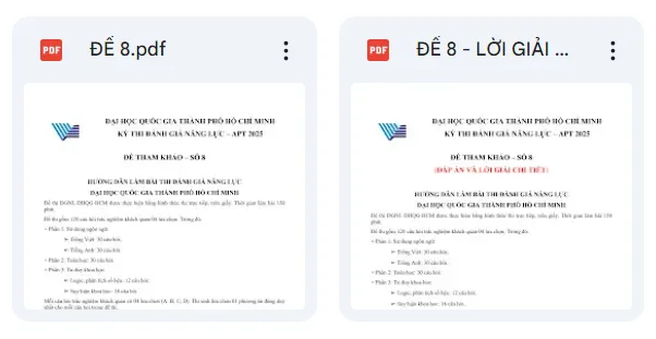 Đề thi đánh giá năng lực 2025 TPHCM số 8