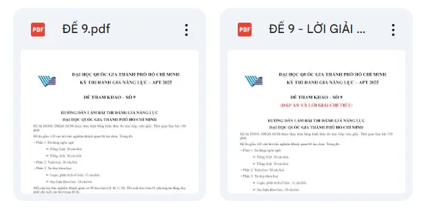 Đề thi đánh giá năng lực 2025 TPHCM số 9