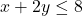 x + 2y \le 8
